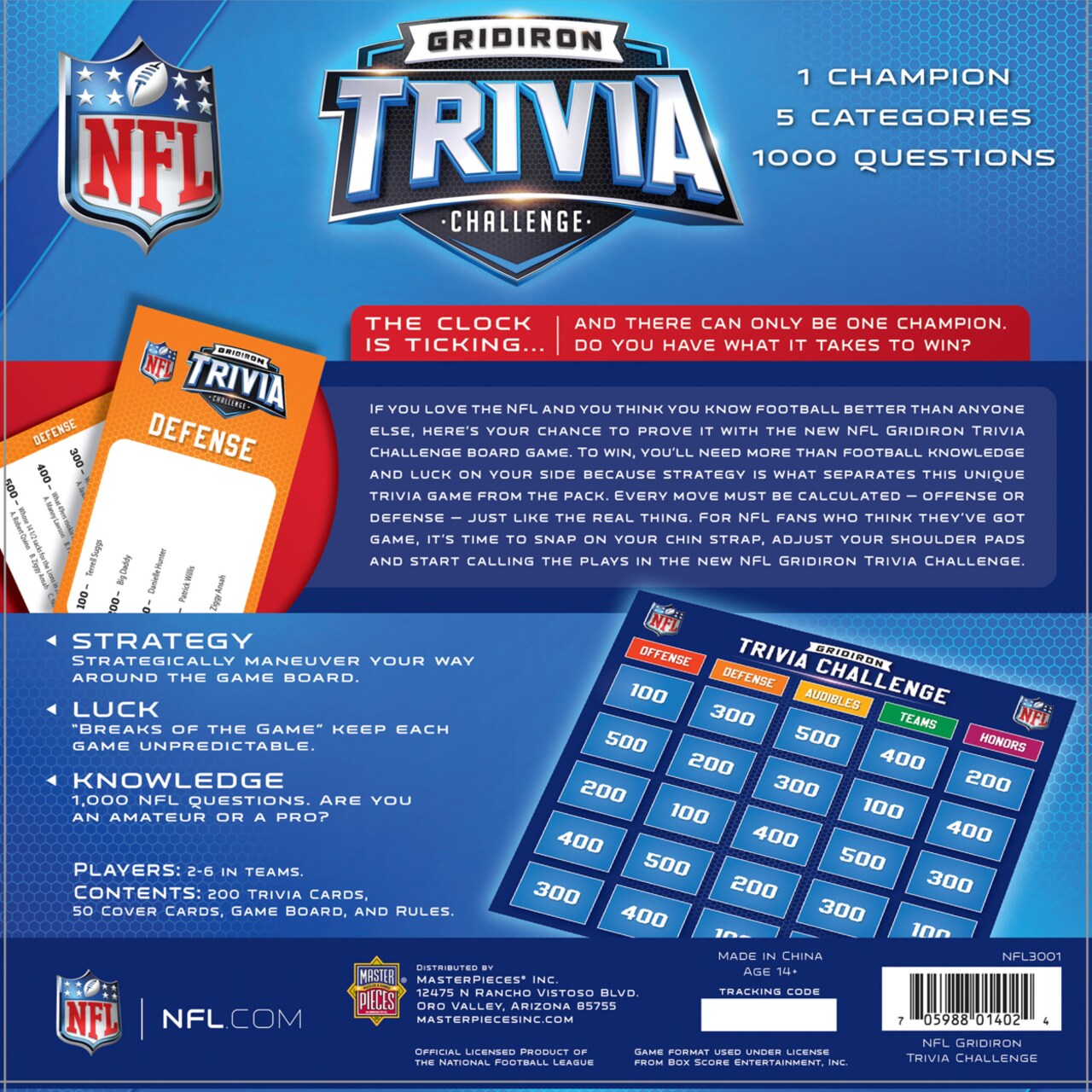 MasterPieces   Family Game - NFL Gridiron Trivia Challenge - Officially Licensed Game for Kids and Adults